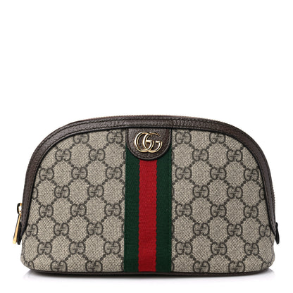 Gucci GG Supreme Monogram Textured Calfskin Web Large Ophidia Cosmetic Case Beige Ebony New Acero 1 of 8