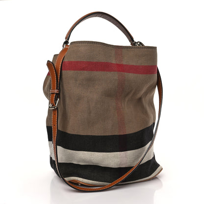 Burberry Canvas Mega Check Medium Ashby Bucket Bag Brown 4 of 10