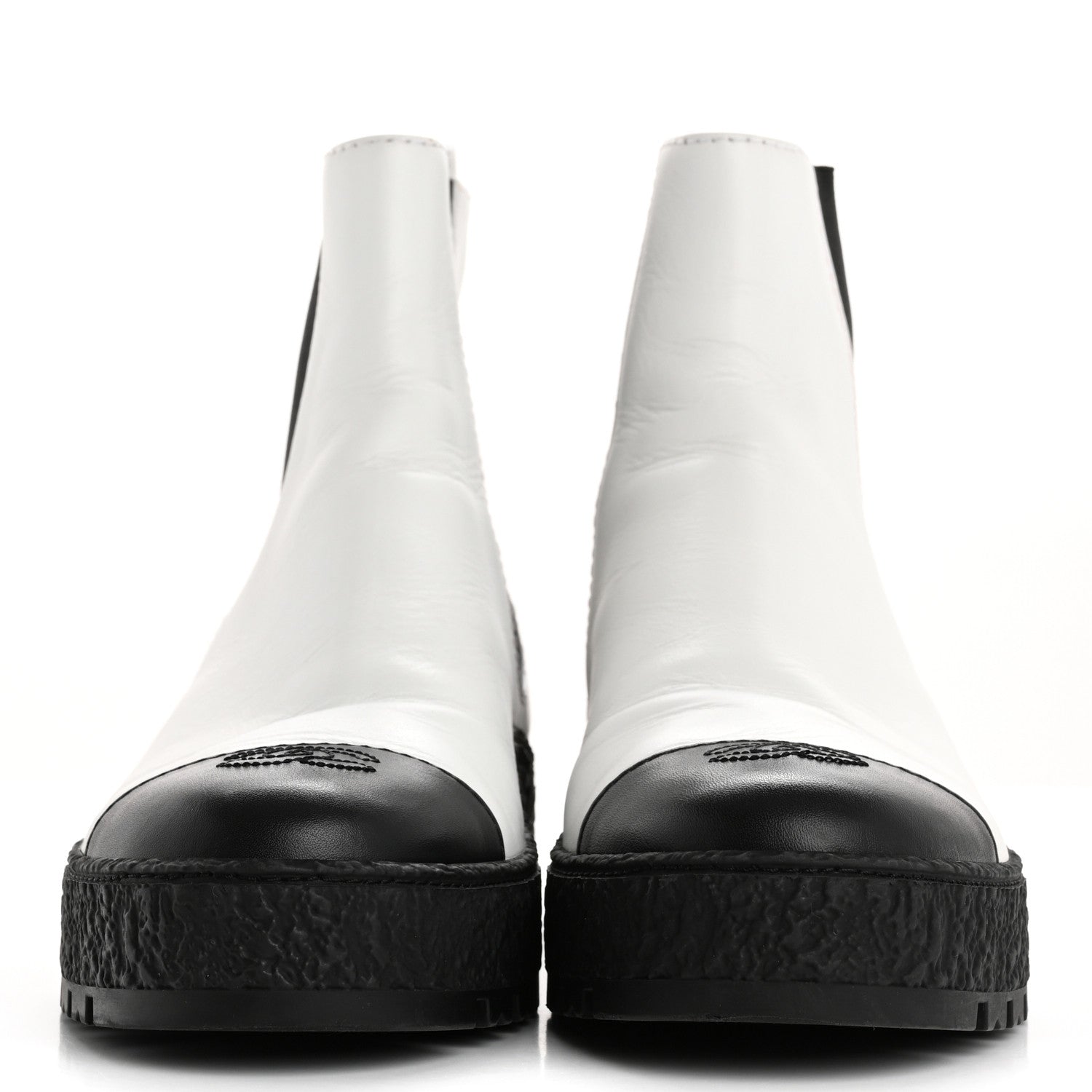 Chanel Calfskin Cap Toe CC Ankle Boots 39 White Black 3 of 15