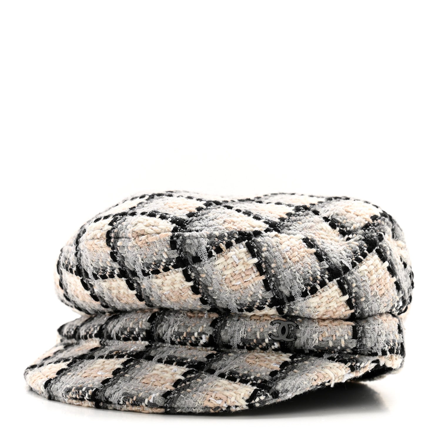 Chanel Cotton Tweed CC Beret S White Black Multicolor 1 of 10
