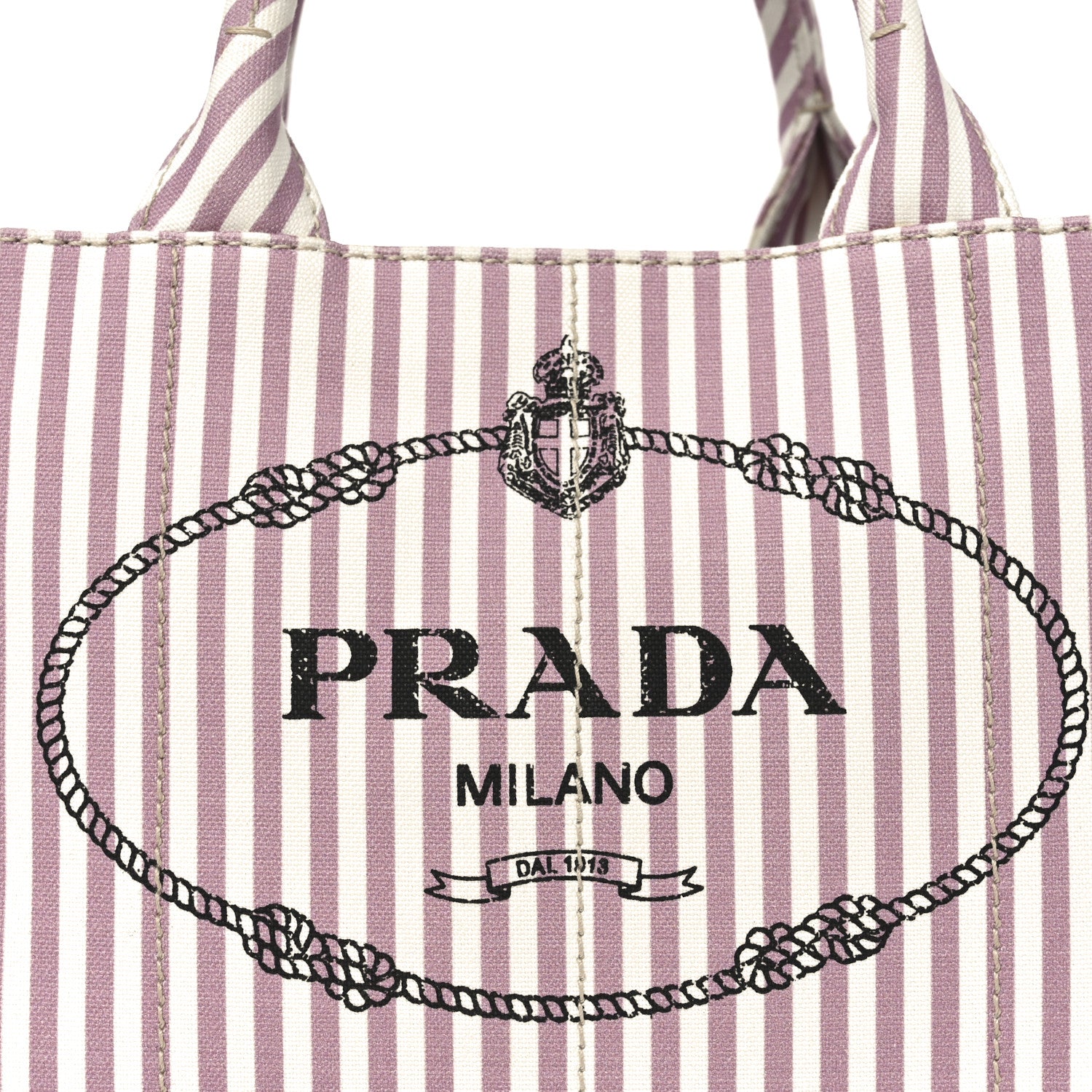 Prada Canapa Striped Small Logo Tote Alabastro 7 of 9