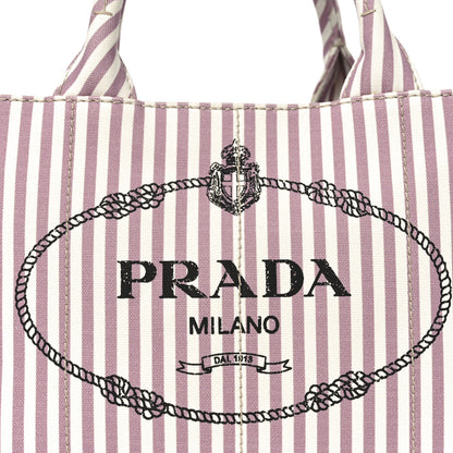 Prada Canapa Striped Small Logo Tote Alabastro 7 of 9
