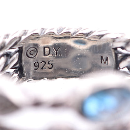 David Yurman Sterling Silver Diamond Iolite Topaz Confetti 3 Row Ring 52 6 5 of 5