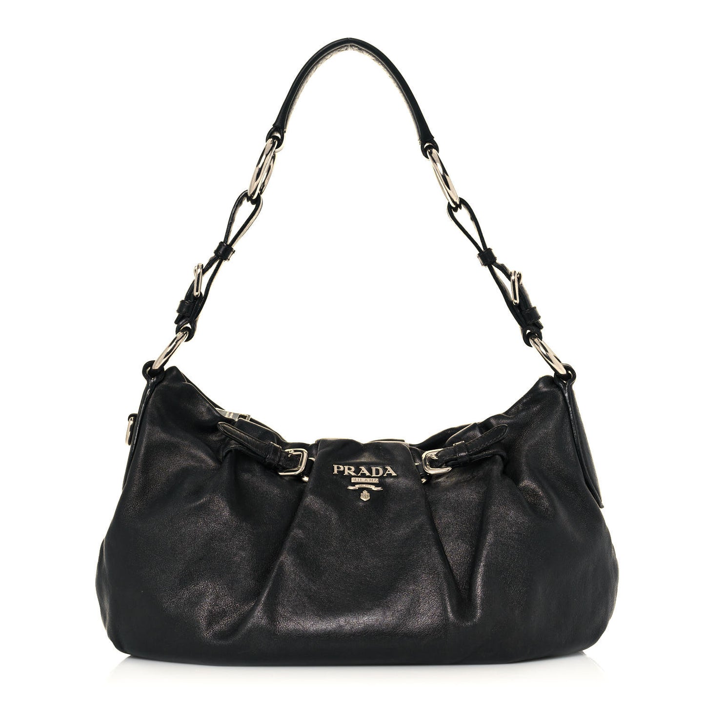 Soft Calfskin Pleated Hobo Black