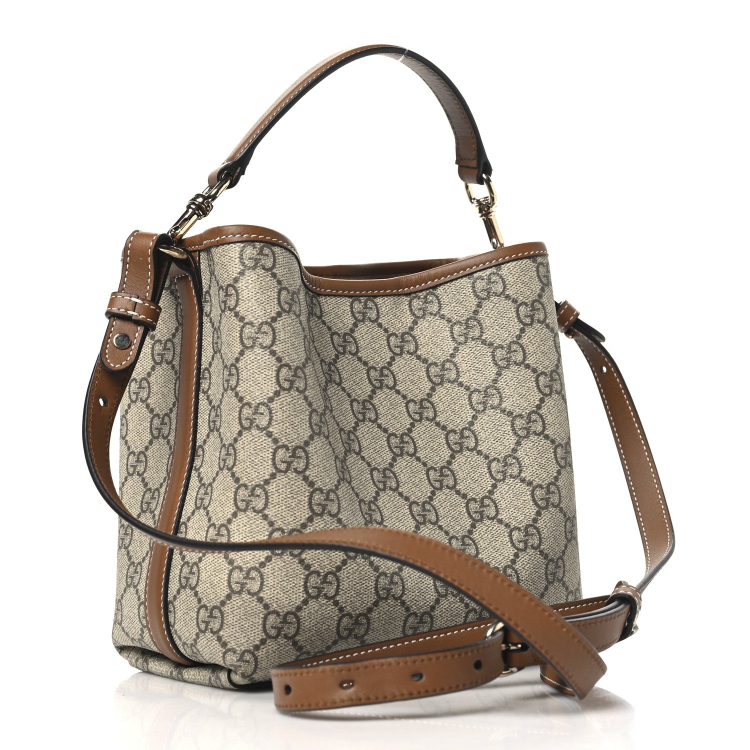 Gucci GG Supreme Monogram Emblem Small Shoulder Bag Beige Ebony Sundial 3 of 9