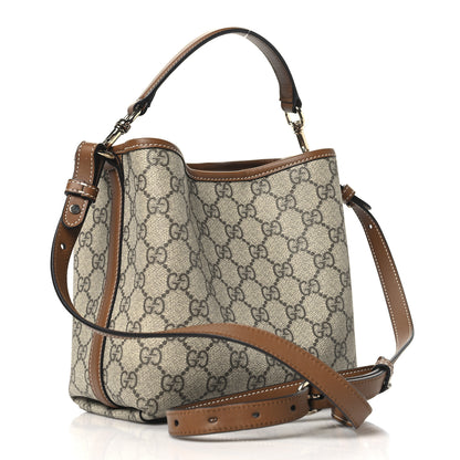 Gucci GG Supreme Monogram Emblem Small Shoulder Bag Beige Ebony Sundial 3 of 9