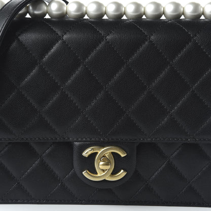 Chanel Lambskin Quilted Small Chic Pearls Flap Black 10 of 11