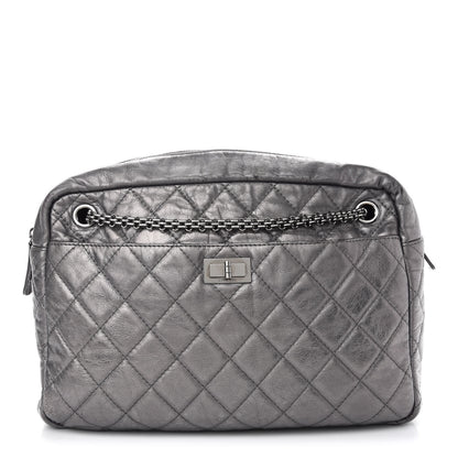 Chanel Metallic Aged Calfskin Quilted Large Reissue Camera Case Silver 1 of 11