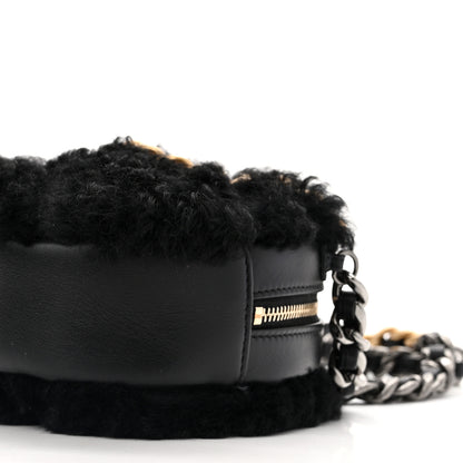 Chanel Shearling Sheepskin Chanel 19 Round Clutch With Chain Black 10 of 10