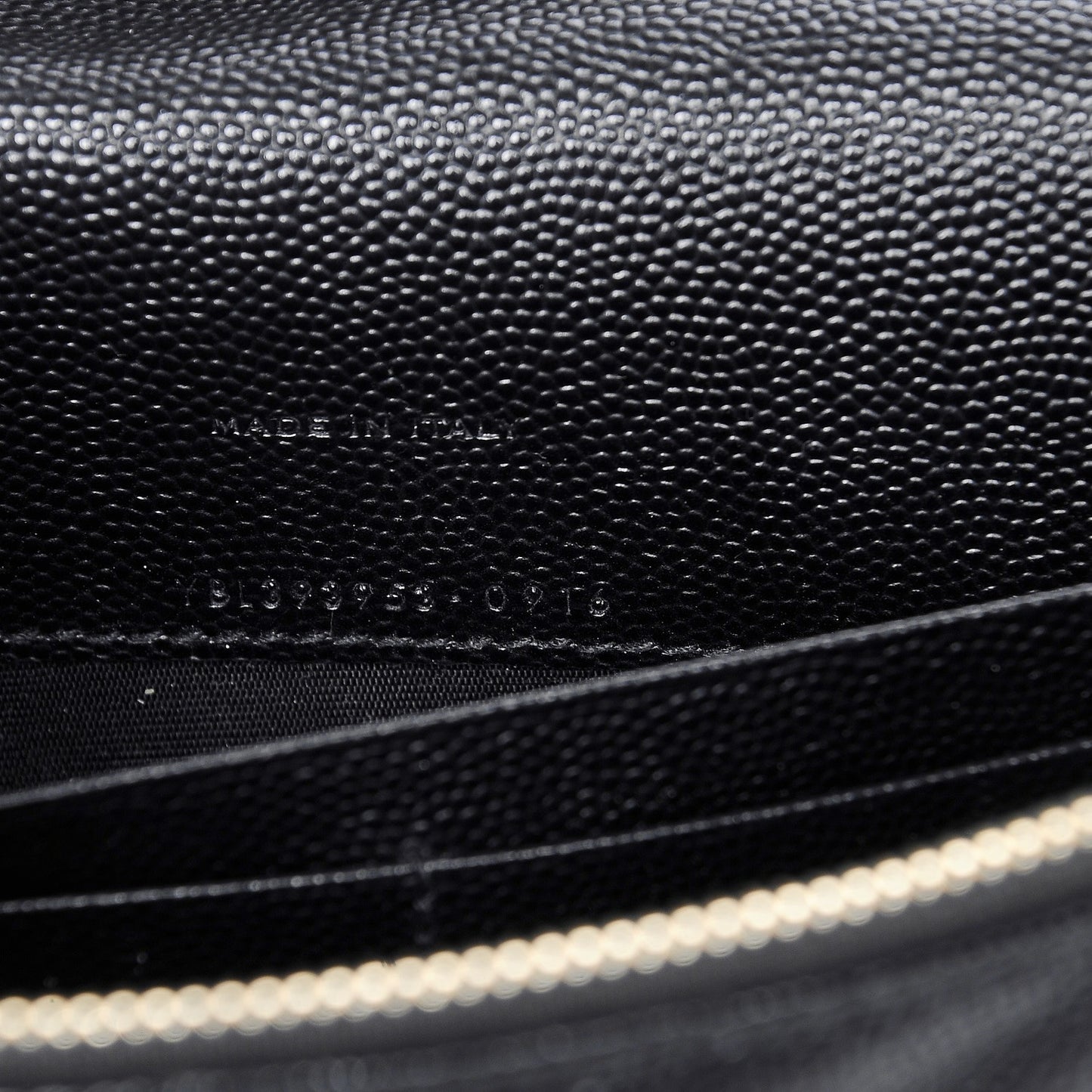 Grain De Poudre Matelasse Chevron Monogram Envelope Chain Wallet Black