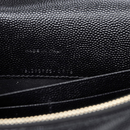 Saint Laurent Grain De Poudre Matelasse Chevron Monogram Envelope Chain Wallet Black 8 of 8