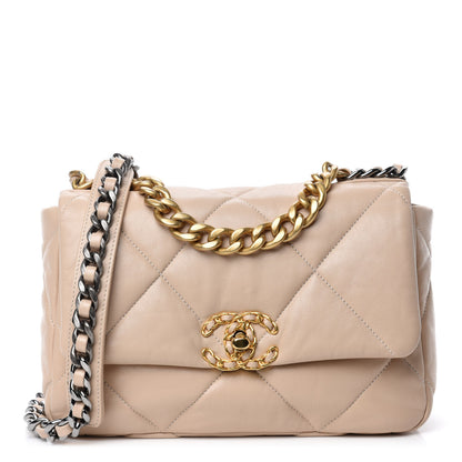 Chanel Lambskin Quilted Medium 19 Flap Beige 1 of 11