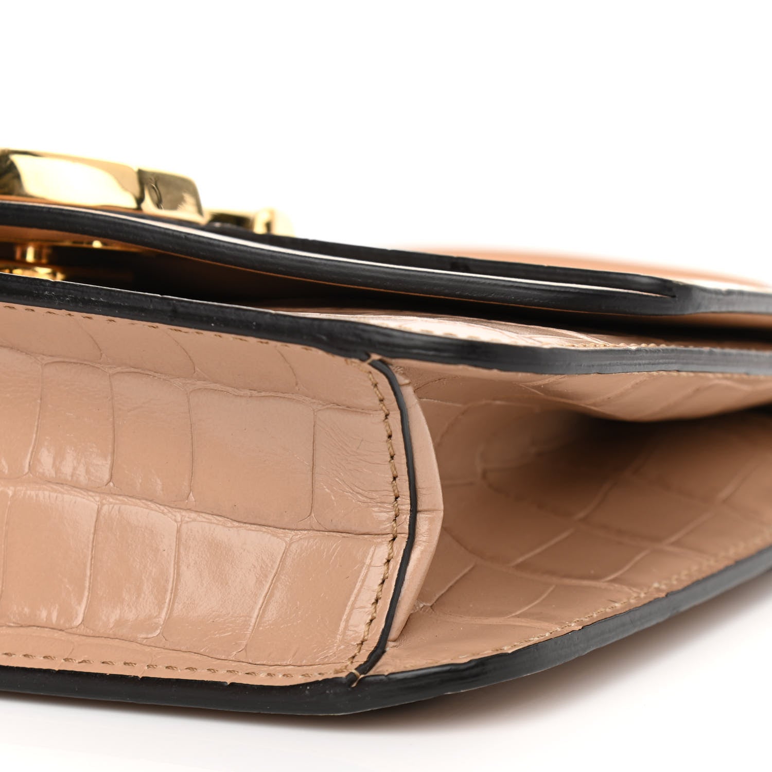 Chloe Calfskin Crocodile Embossed C Shoulder Bag Nut 10 of 11