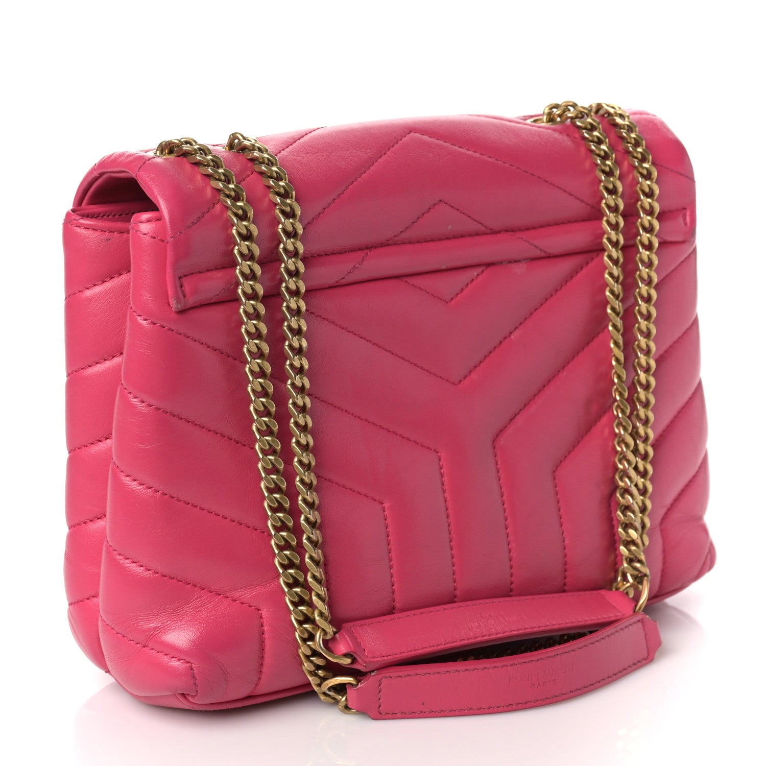 Saint Laurent Calfskin Y Quilted Monogram Small Loulou Chain Satchel Fresh Fuchsia 3 of 15