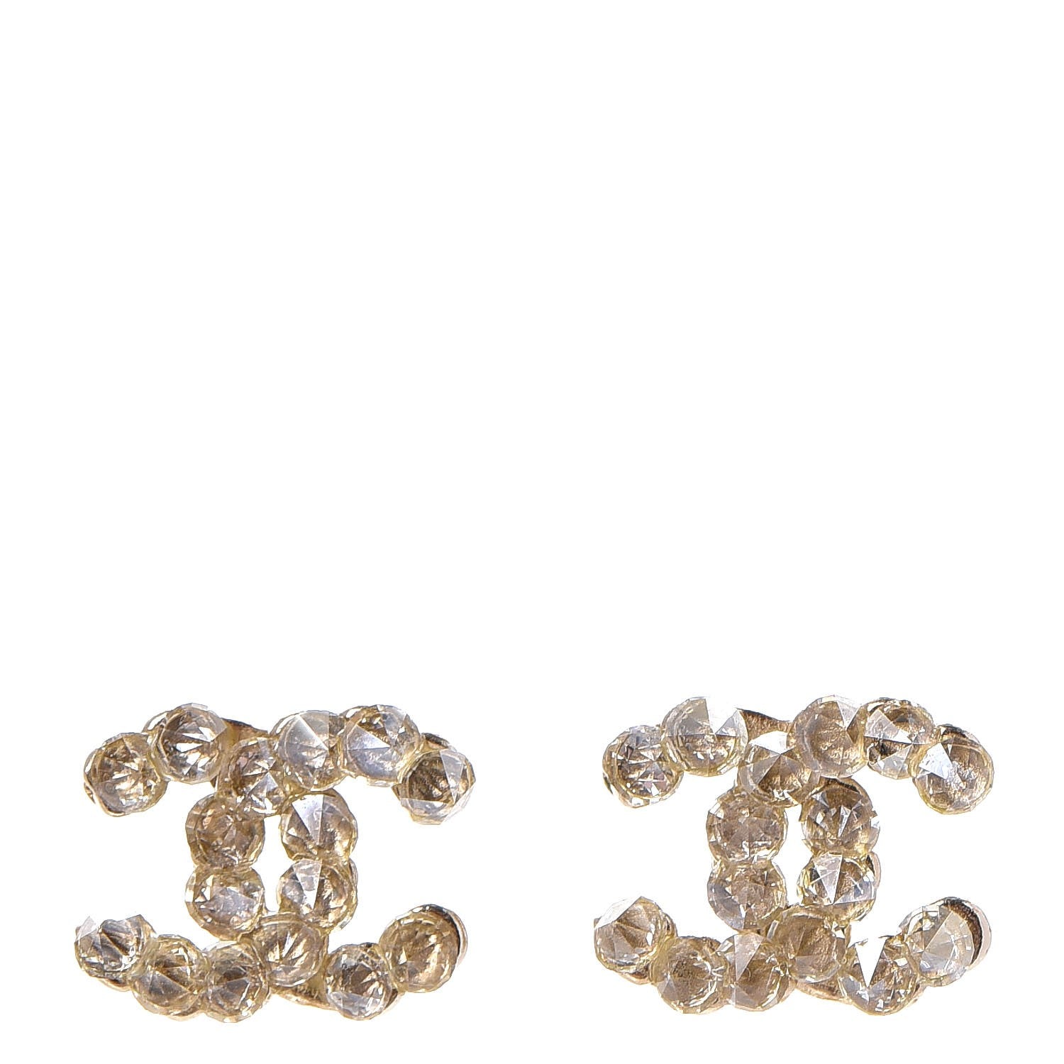 Chanel Crystal CC Earrings Light Gold 1 of 6