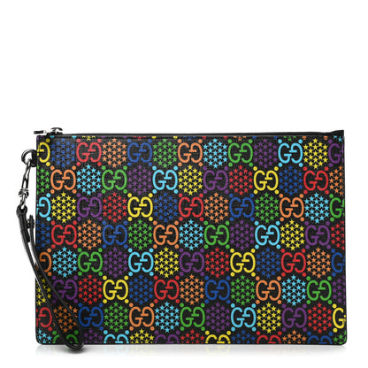 Gucci GG Supreme Monogram Psychedelic Zip Wristlet Pouch Black Multicolor 1 of 7