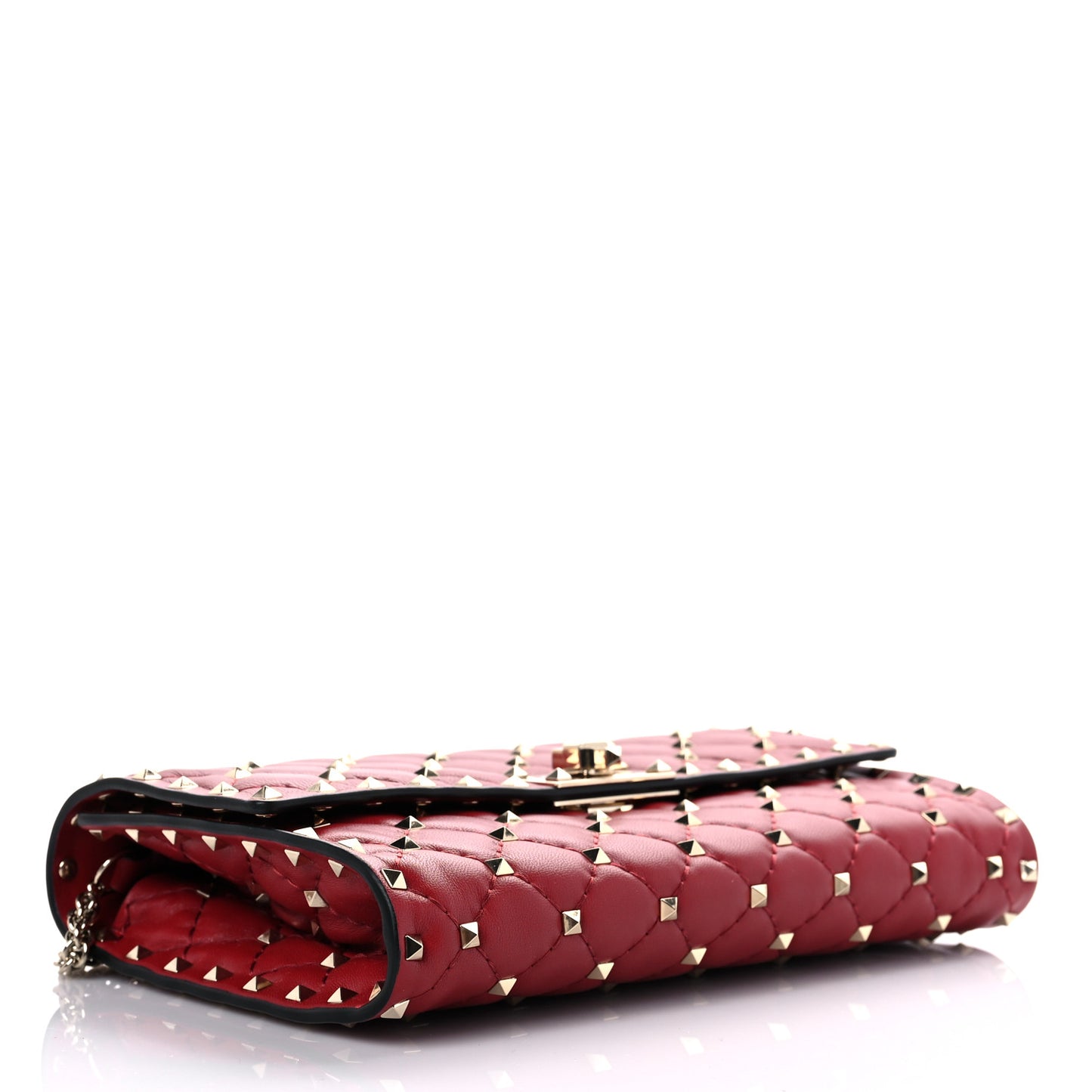 Nappa Rockstud Spike Wallet on Chain Rubino