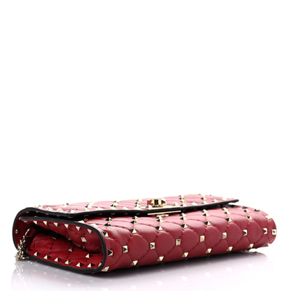 Valentino Garavani Nappa Rockstud Spike Wallet on Chain Rubino 4 of 8