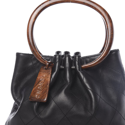 Chanel Lambskin Stitched Wood Handle Bag Black 8 of 10