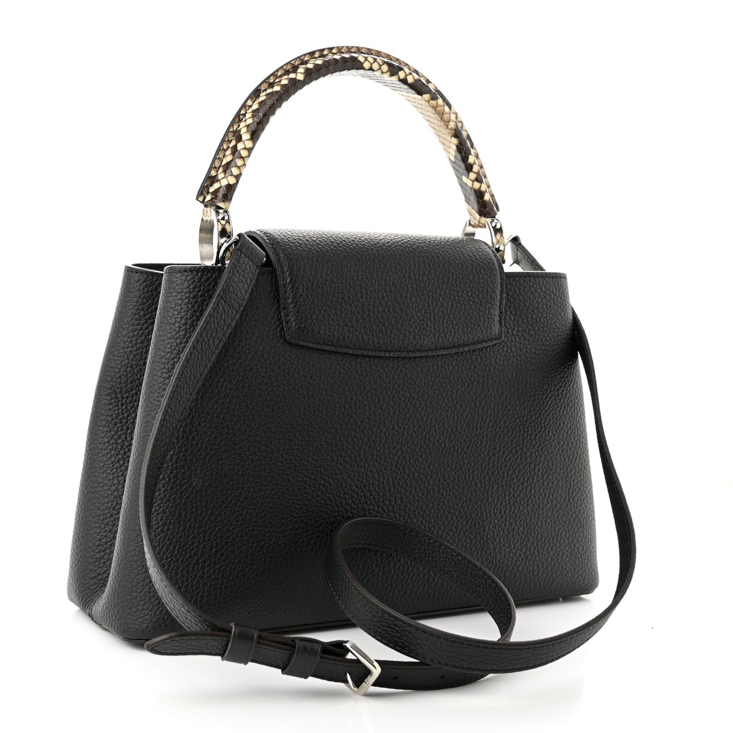Taurillon Snakeskin Capucines PM Black