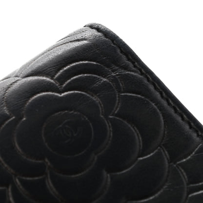 Chanel Lambskin Camellia Embossed Yen Wallet Black 17 of 17