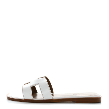Hermes Box Calfskin Oran Sandals 36 White 1 of 9