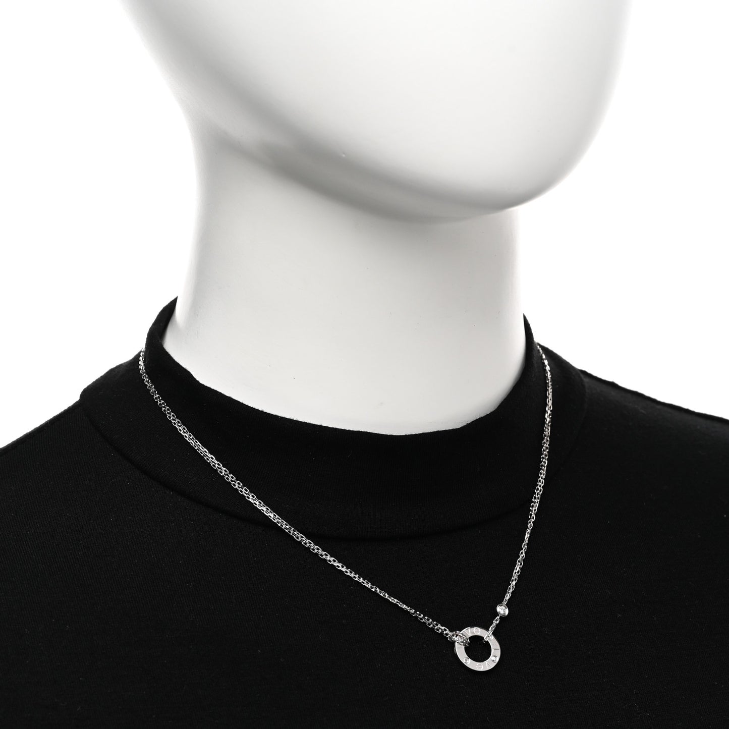 18K White Gold 2 Diamond LOVE Necklace