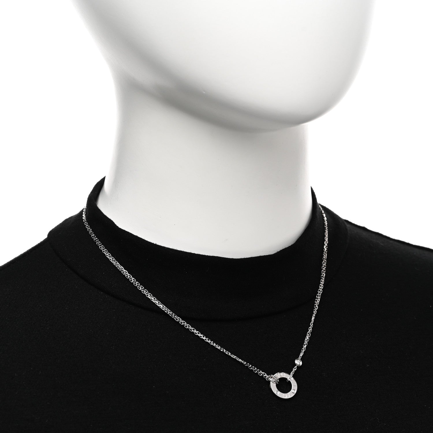 Cartier 18K White Gold 2 Diamond LOVE Necklace 2 of 4