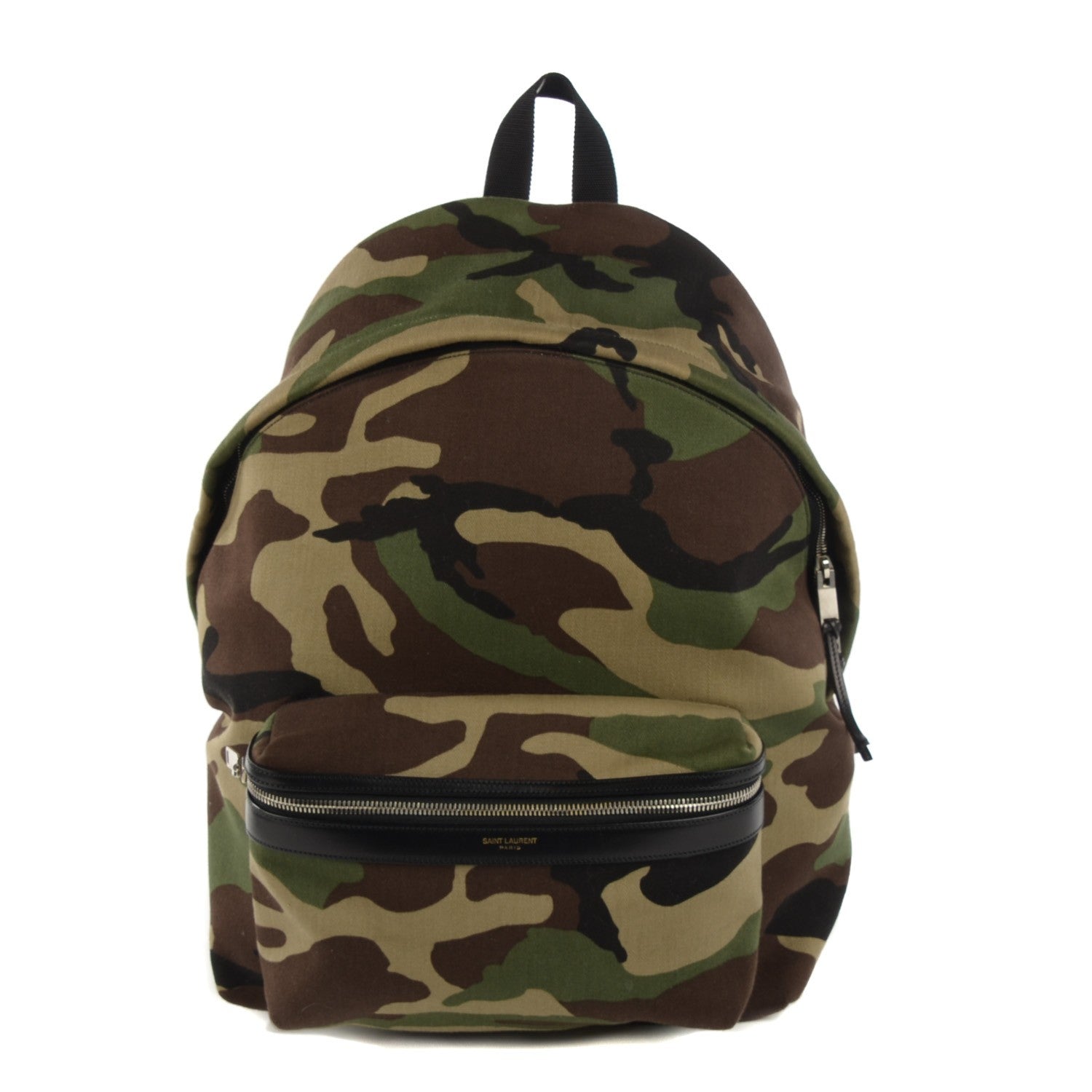 Saint Laurent Canvas Camouflage Print Hunting Backpack Khaki 1 of 7