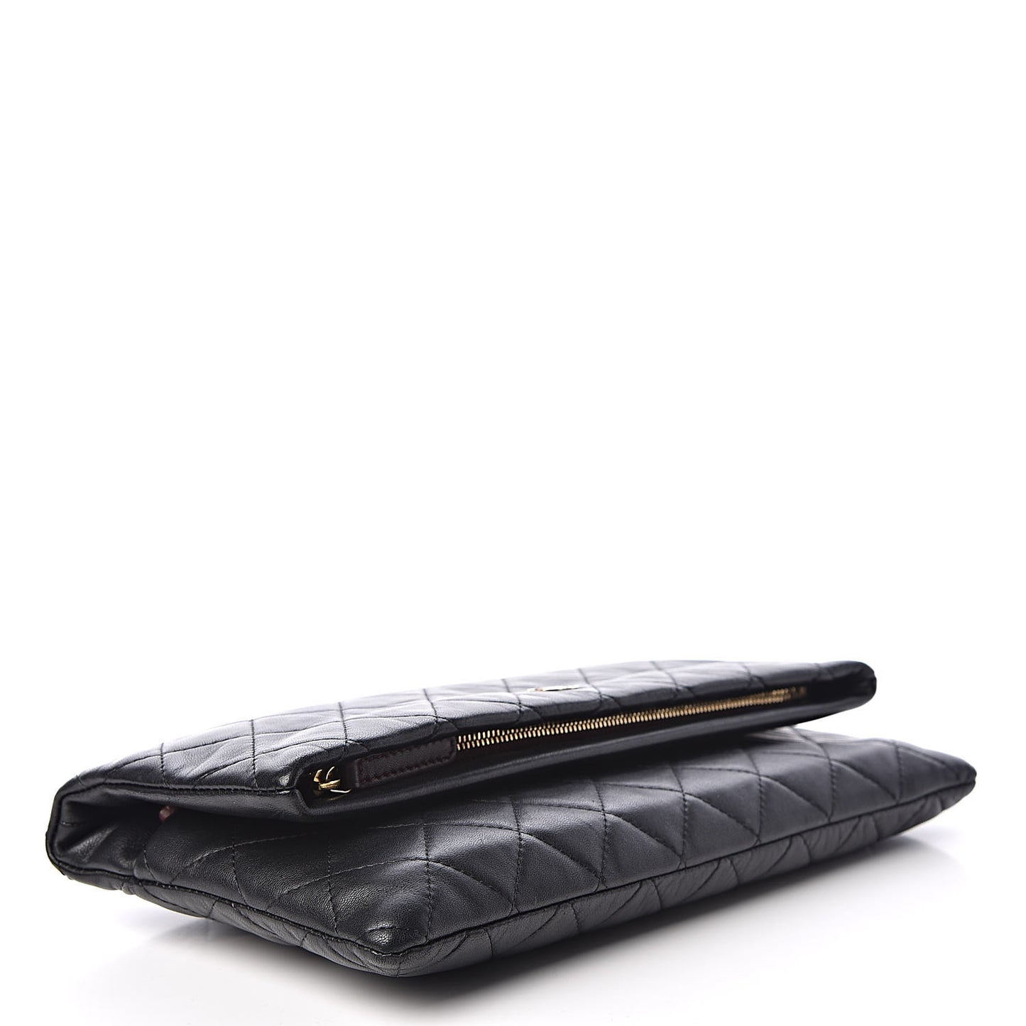 Lambskin Quilted CC Beauty Clutch Black