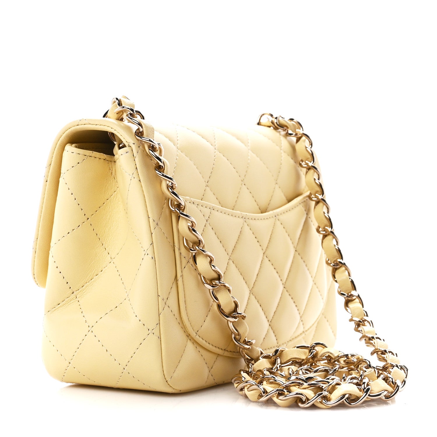 Chanel Lambskin Quilted Mini Square Flap Light Yellow 3 of 12