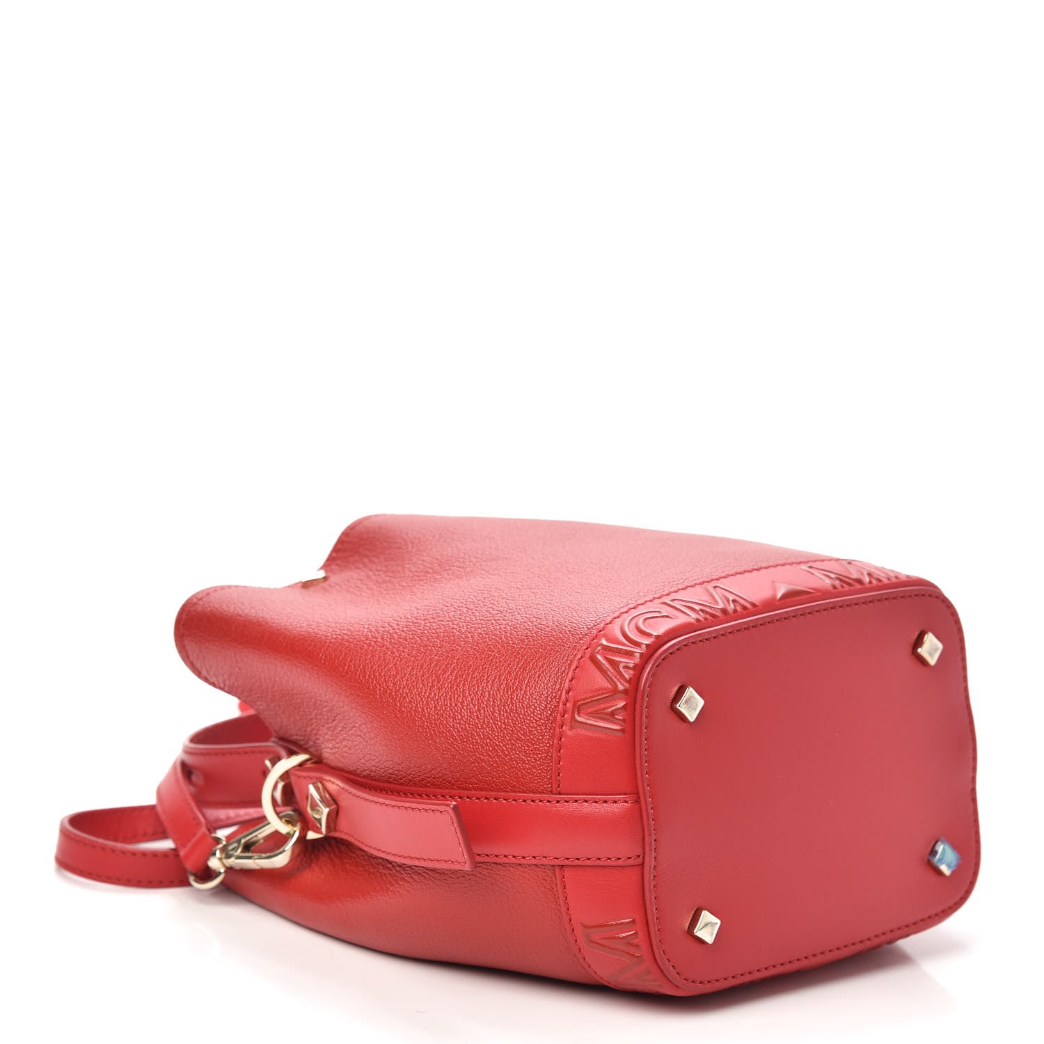 MCM Goatskin Patent Milano Mini Drawstring Bag Ruby Red 4 of 9