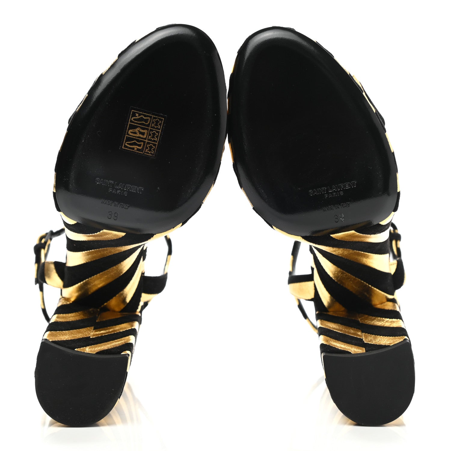 Saint Laurent Metallic Suede Bianca 125 Platform Sandals 39 Black Gold 5 of 9