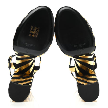 Saint Laurent Metallic Suede Bianca 125 Platform Sandals 39 Black Gold 5 of 9