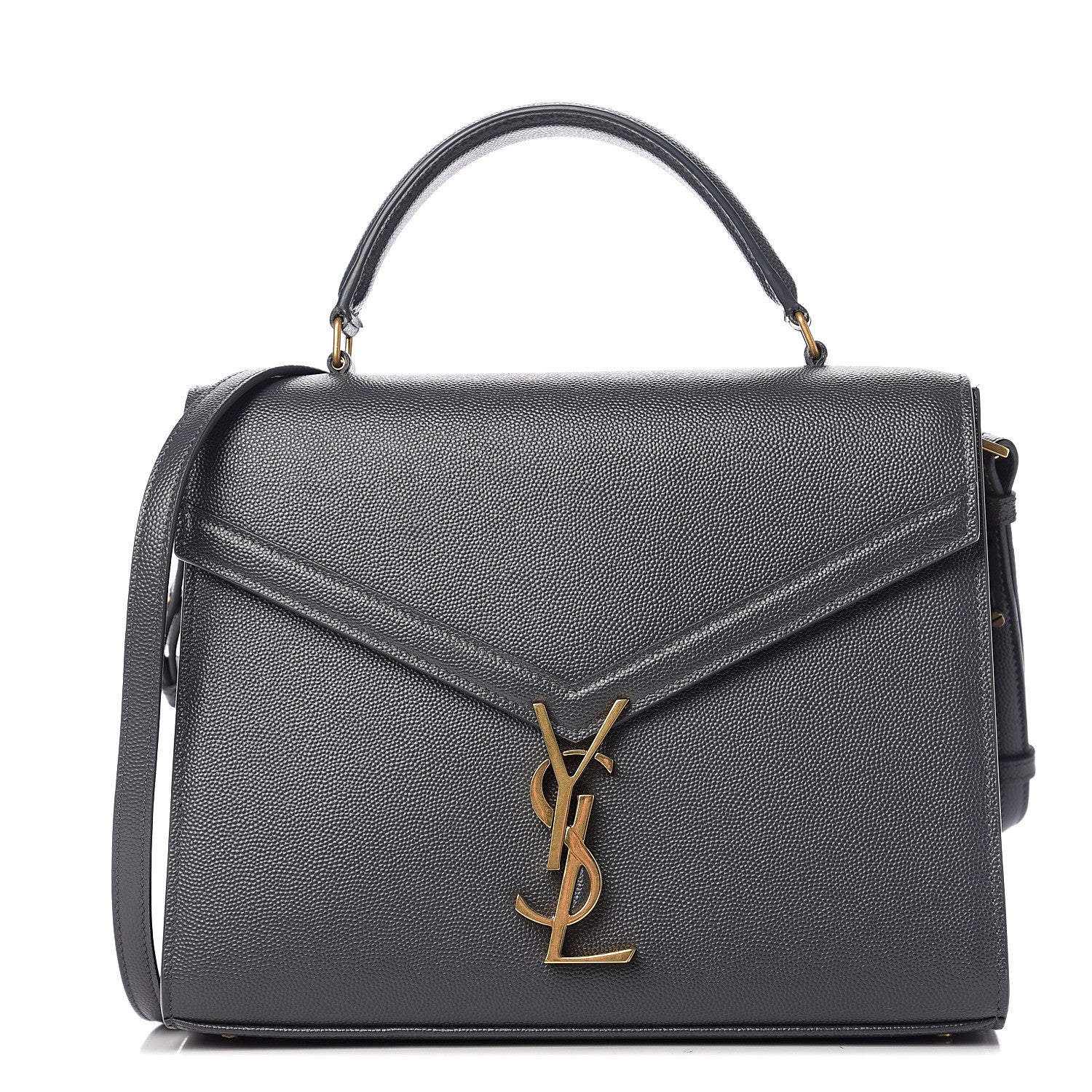 Saint Laurent Grain de Poudre Medium Classic Monogram Cassandra Top Handle Dark Smog 1 of 11