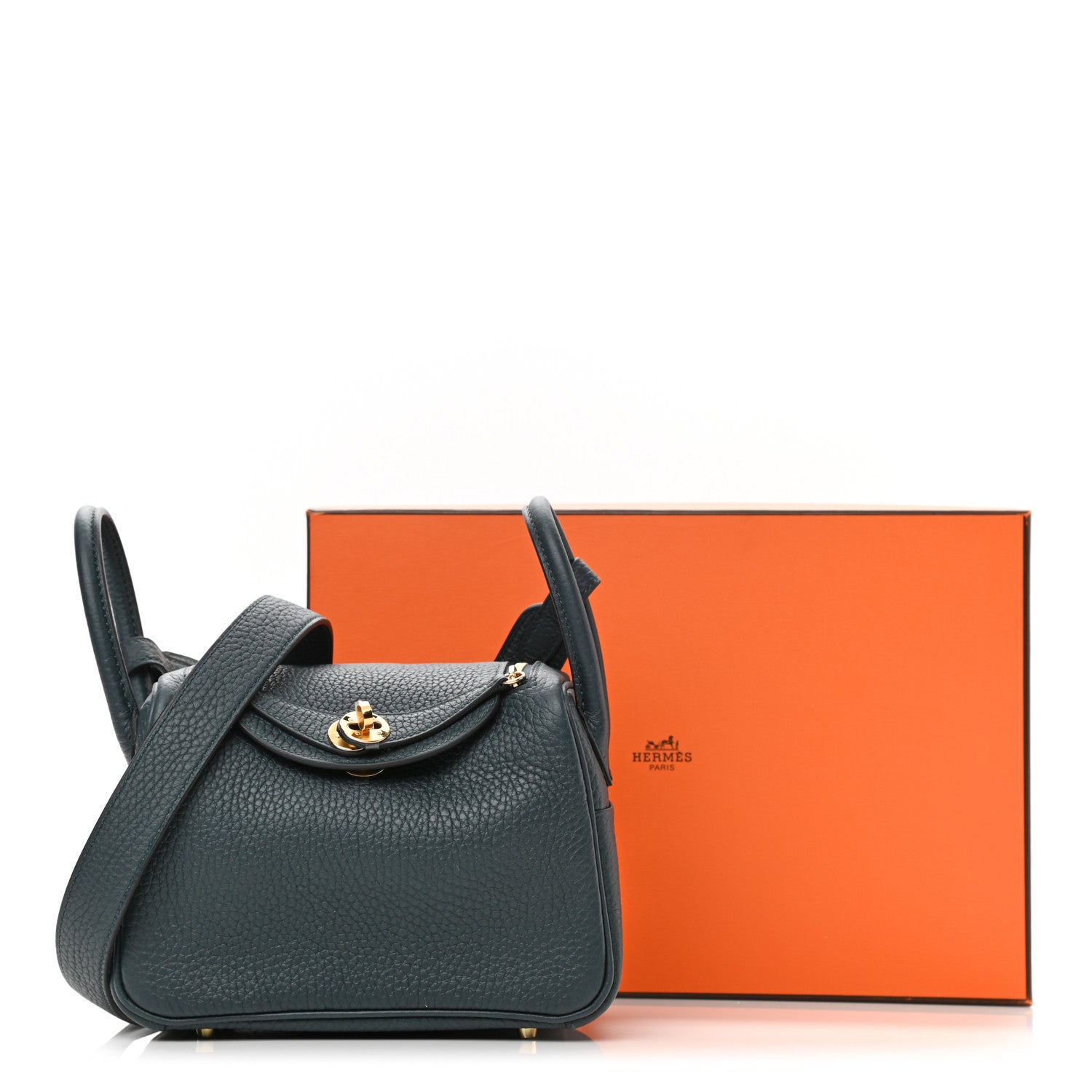 Hermes Taurillon Clemence Mini Lindy 20 Vert Cypress 11 of 11