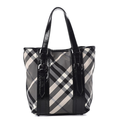 Burberry Patent Trim Smoked Check Tote Black 1 of 14