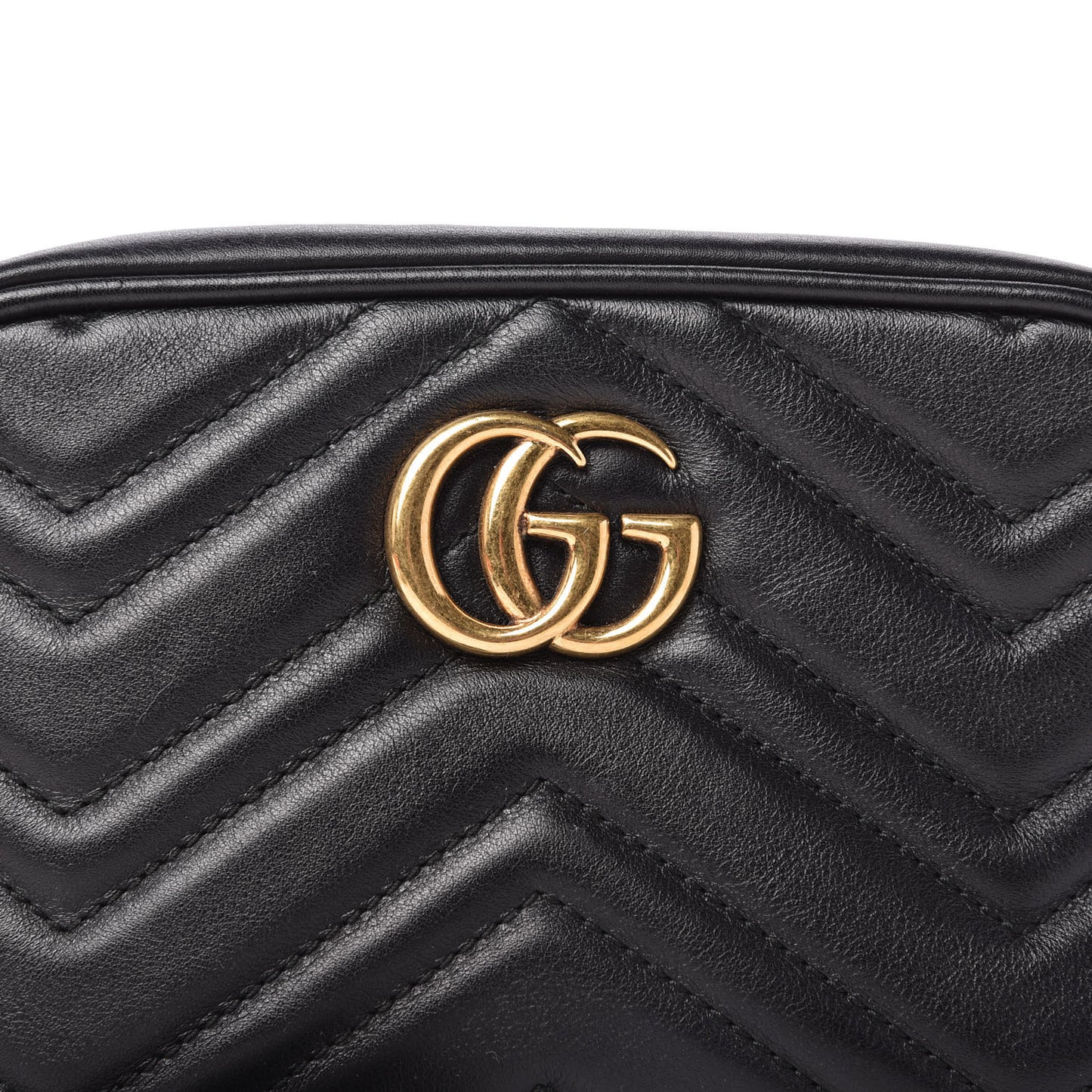 Calfskin Matelasse Mini GG Marmont Wrist Wallet Black
