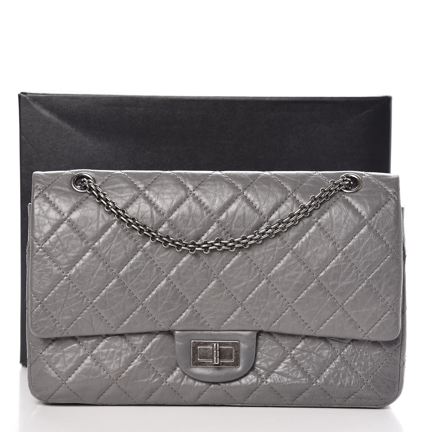 Aged Calfskin Quilted 2.55 Reissue 227 Flap Grey