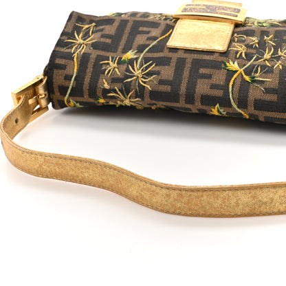 Fendi Zucca Floral Embroidered Baguette Tobacco Gold 11 of 14