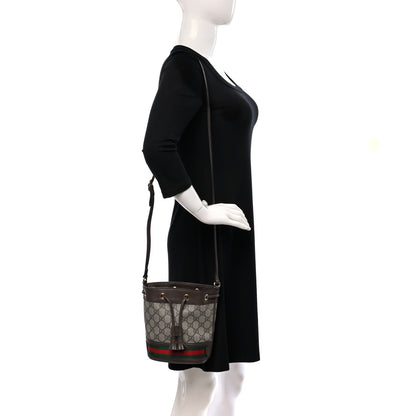 Gucci GG Supreme Monogram Web Mini Ophidia Bucket Bag Brown 2 of 9