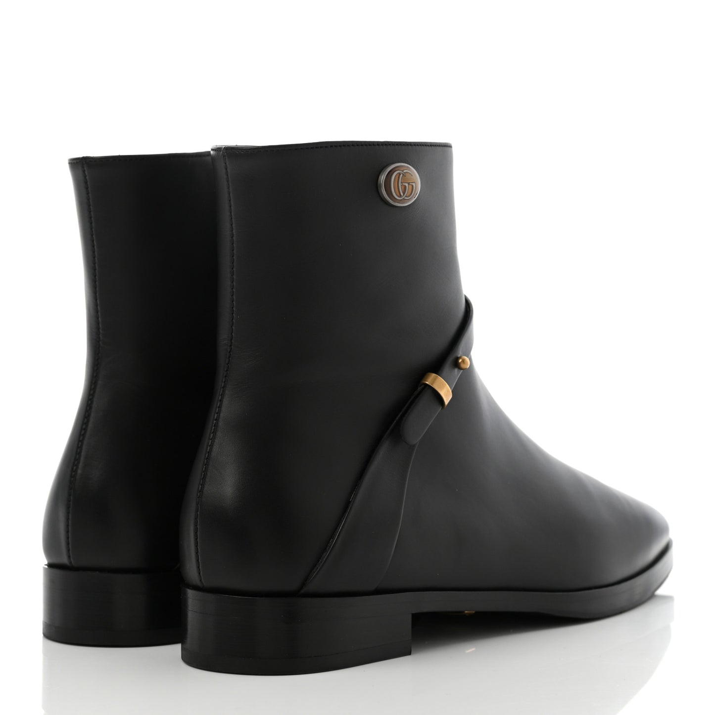 Calfskin Womens GG Ankle Boots 37.5 Black