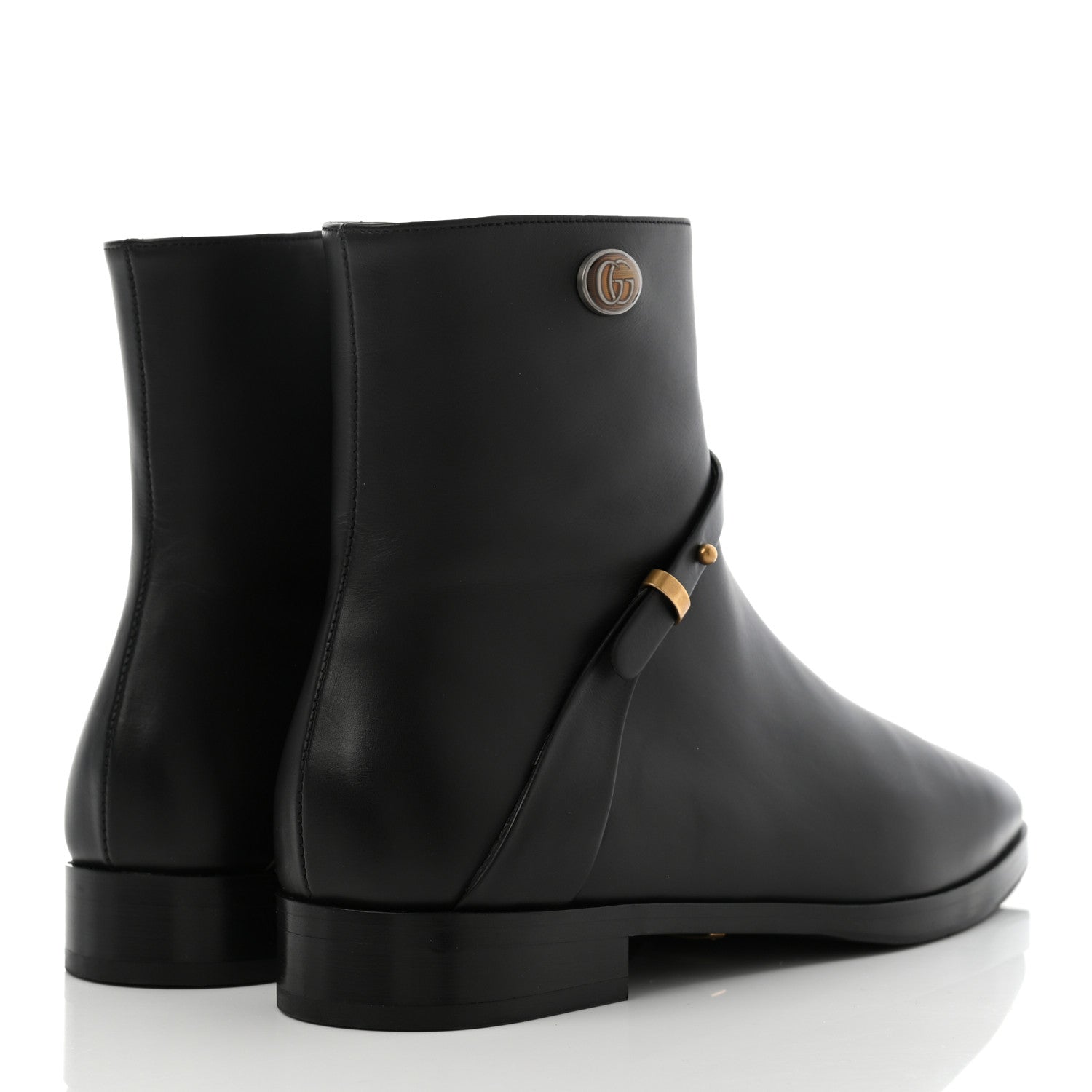 Gucci Calfskin Womens GG Ankle Boots 37.5 Black 4 of 8