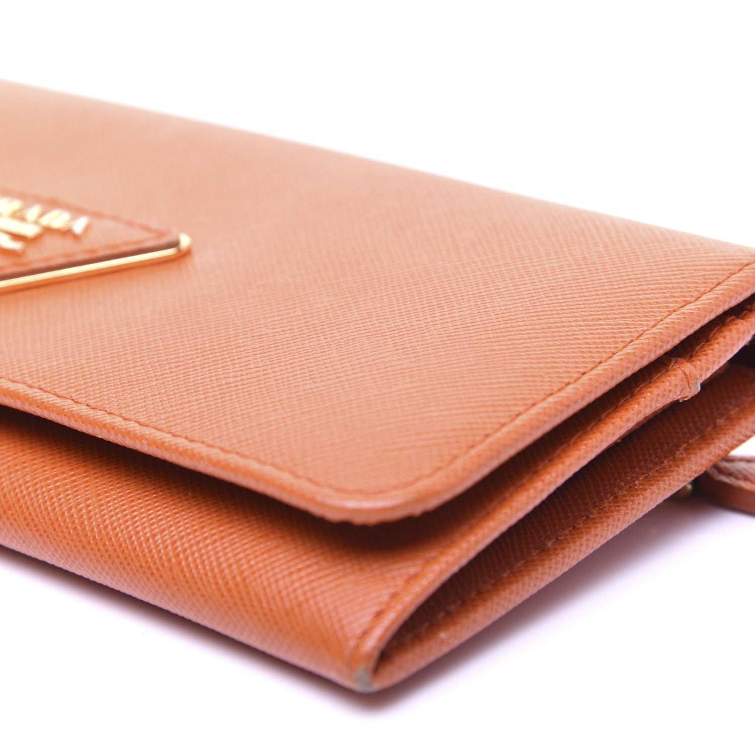 Prada Saffiano Triangle Continental Flap Wallet Papaya 7 of 13