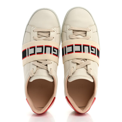 Gucci Calfskin Stripe Womens New Ace Sneakers 35.5 New Mystic White Ecru Red Flame 2 of 10