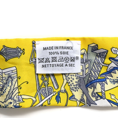 Hermes Silk La Folle Parade Twilly Jaune Vif Bleu Gris 3 of 5