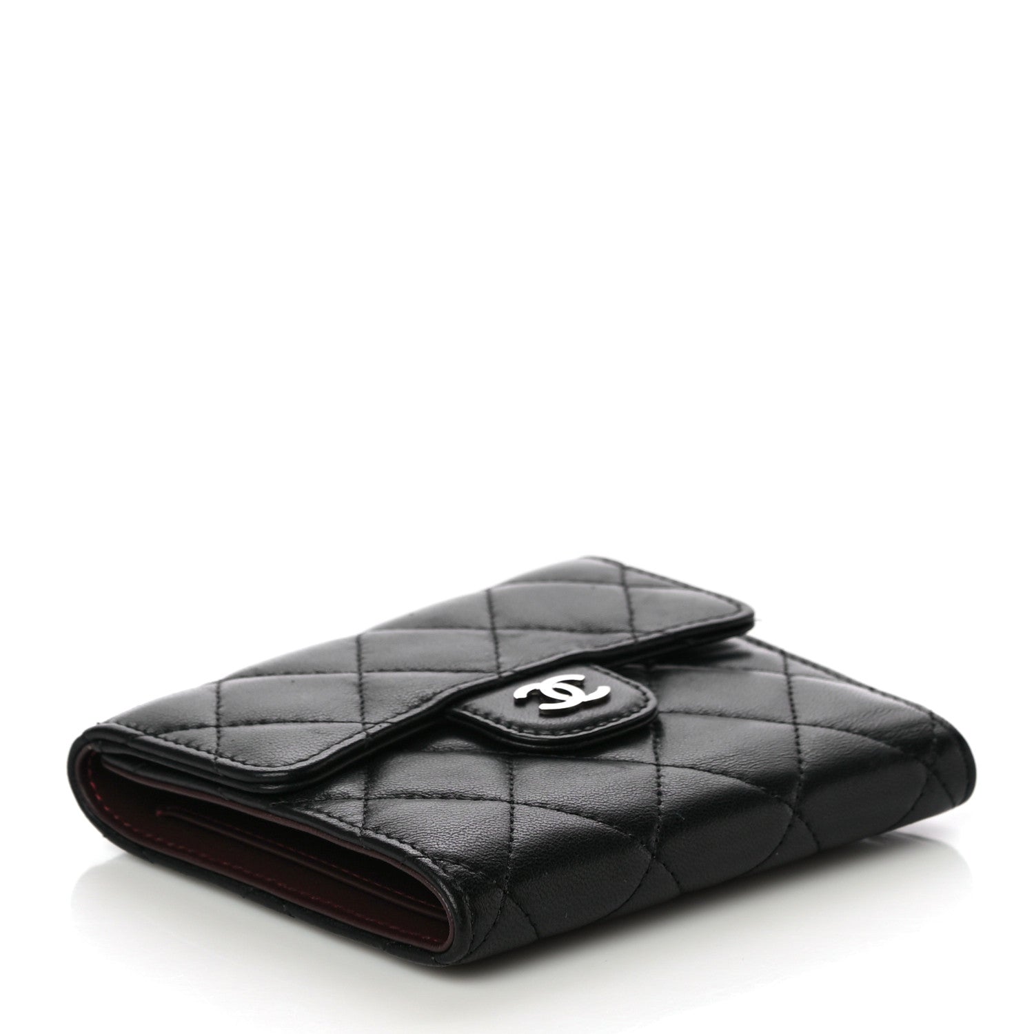 Chanel Lambskin Quilted Compact Flap Wallet Black 4 of 13