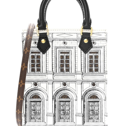 Louis Vuitton X FORNASETTI Calfskin Architettura Petit Sac Plat Black White 7 of 10