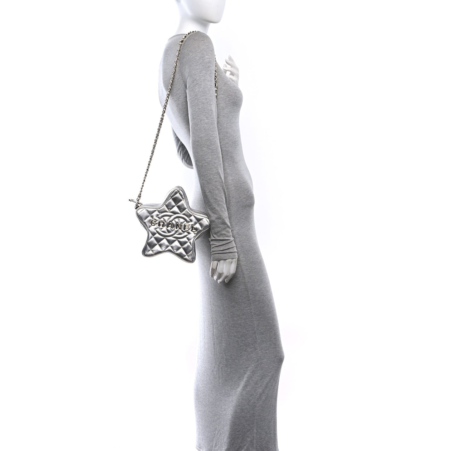 Metallic Lambskin Walk Of Fame Bag Silver
