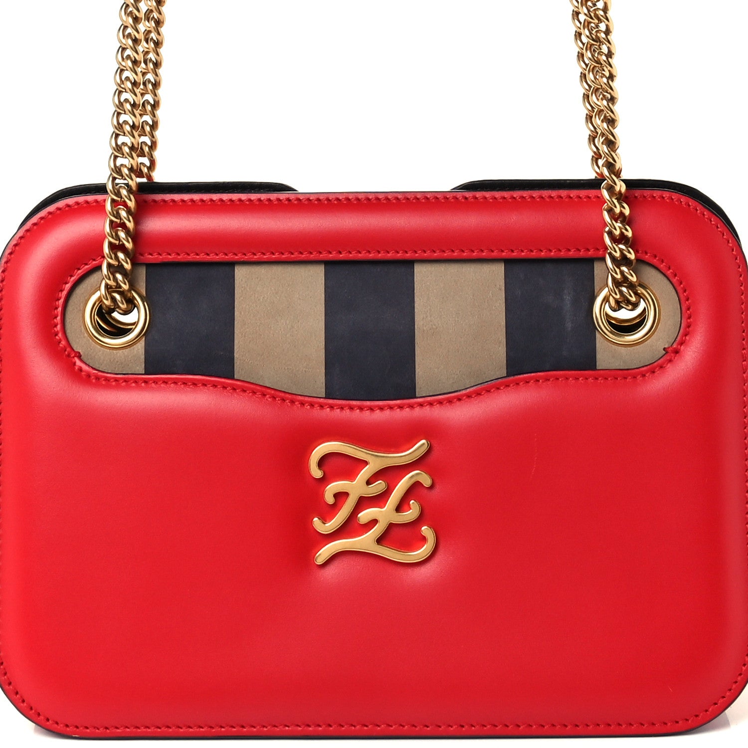 Fendi Vitello King Nubuck Pequin Karligraphy Pocket Shoulder Bag Rosso Cardinale Tobacco Moro 9 of 13